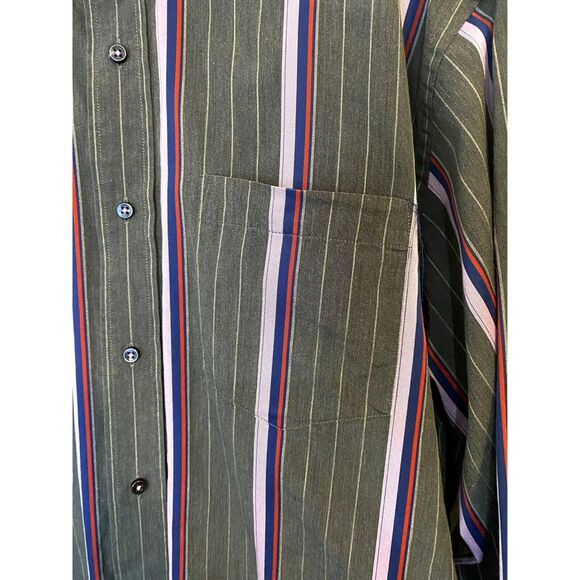 Tommy Hilfiger Mens Medium Button Up Shirt 80s 2 Ply Fabric Stripe 100% Cotton - Picture 12 of 13
